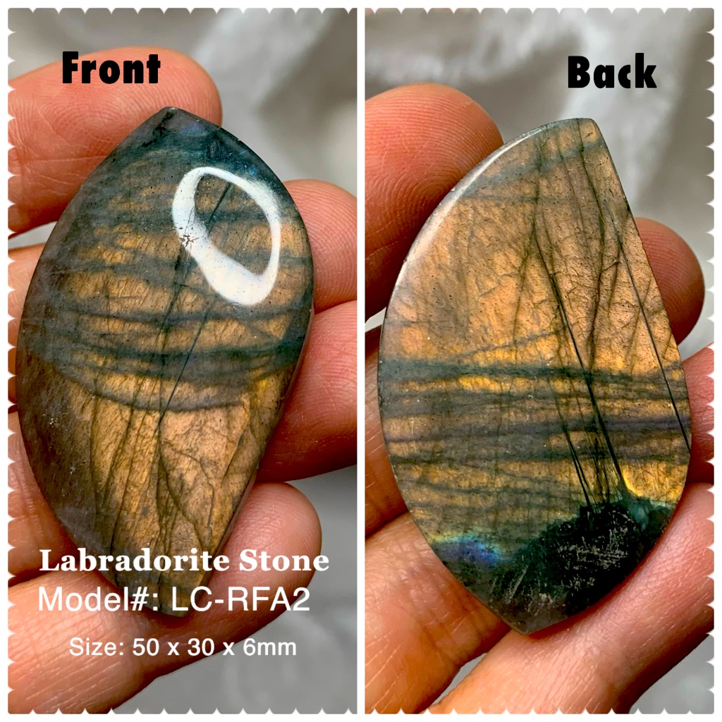 Natural Labradorite Cabochon Leaf Flashy Pink (1 Piece)